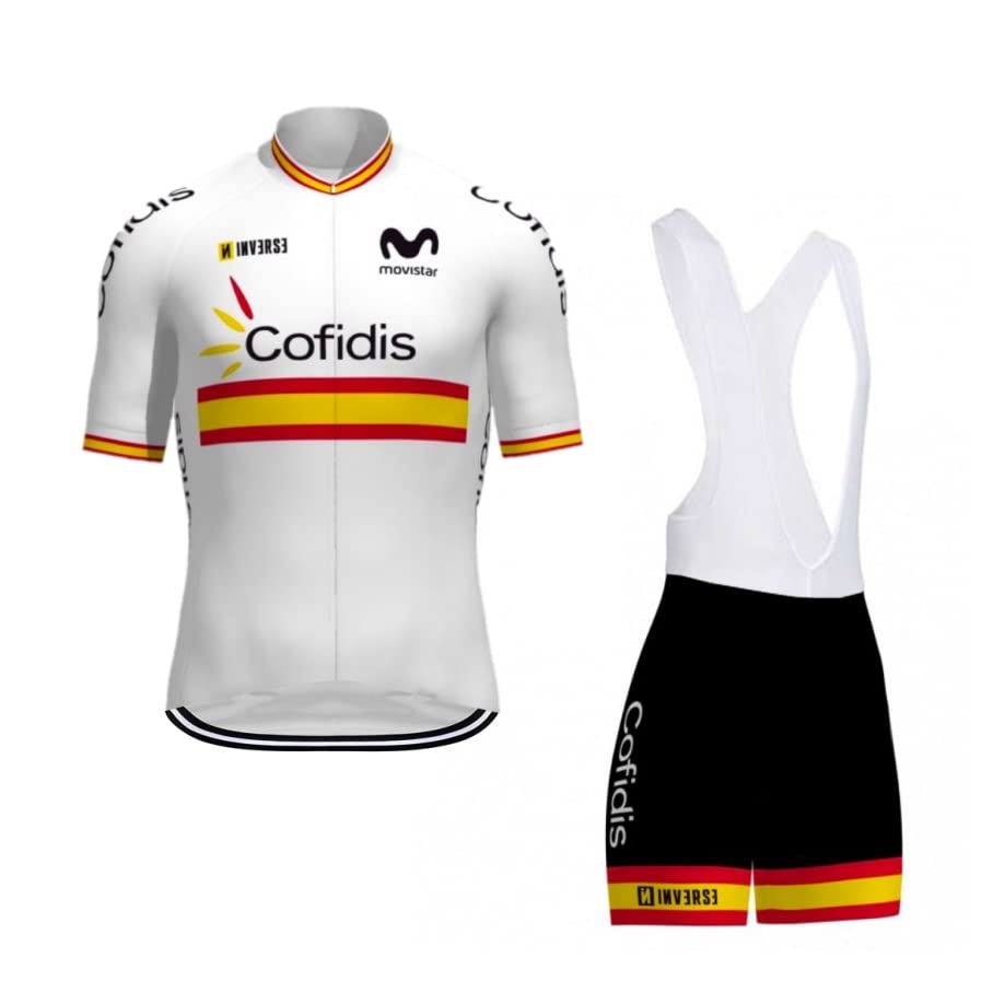 2022 Pro Team cofidis Spain Conjunto de camiseta de ciclismo para hombre,Respirable bicicleta de montaña Bike Camisa Culotte corto con tirantes Kits GEL Paddad (M