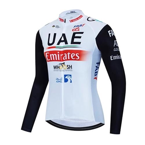 2023 Pro Team UAE Maillot Ciclismo Hombre Manga Larga Polar térmico Maillot Ciclismo Invierno, Secado rápido Maillot Ciclismo Carretera Calentador Ropa Ciclismo (L