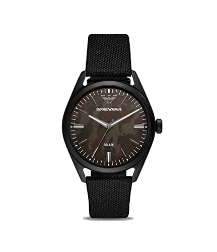 Armani - Reloj Claudio Solar Color Negro, Correa de Tela para Hombre, AR11397