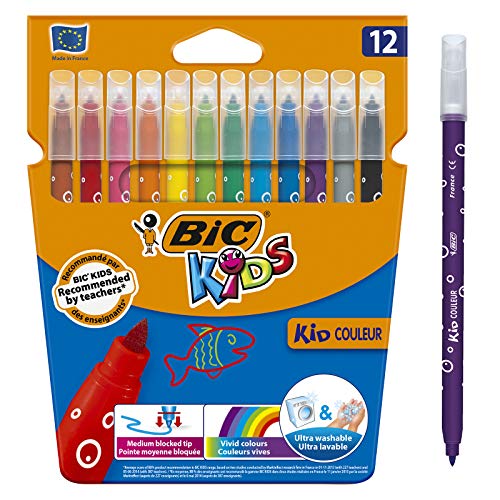 BIC Colouring Pens, Rotuladores Punta Media, 12 rotuladores, Multicolor