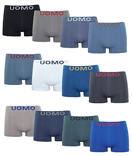 Channo Pack de 12 - Calzoncillos de Hombre, Boxer Lycra, sin Costuras Liso y con Color Uniforme (XXL)