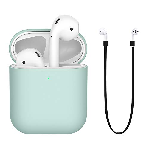 FRTMA Compatible with AirPods Protective Case, Shock Resistant Case Hard PC Protective Cover Skin [Front LED Visible] Supports Apple Airpods 1 & AirPods 2, Green
