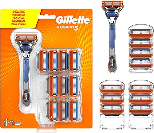 Gillette Fusion 5 Maquinilla de Afeitar Hombre + 11 Cuchillas de Recambio, Regalos Originales para Hombre