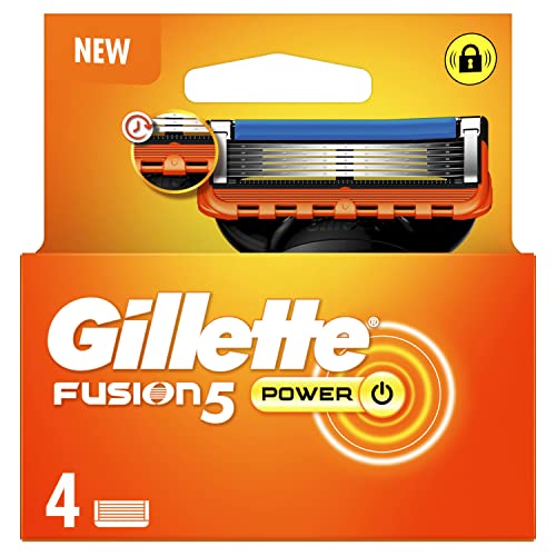 Gillette Fusion 5 Power Cuchillas de Afeitar Hombre, Paquete de 4 Cuchillas de Recambio (el embalaje puede variar)