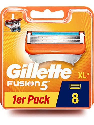 Gillette Fusion5 - Juego de 8 cuchillas de afeitar por paquete, con cuchillas antiirritación para hasta 20 afeitados por hoja, versión actual