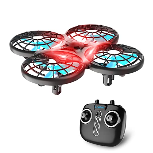 Loolinn | Dron para Niños - Mini Drone Cuadricóptero RC con Tecnología Anti-Colisión Automática/Acrobacias con Giro de 360° / Dos Pilas Incluidas (Regalo de los niños)