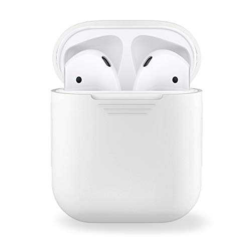 MyGadget Estuche de Silicona Suave Compatible con Auriculares Apple Airpods 1 y 2 Generación - Funda Protectora para Auricolares - Case Anti arañazos - Blanco
