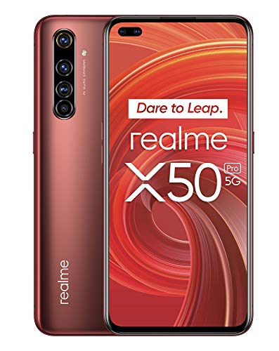realme X50 Pro – Smartphone 5G de 6.44”, 12GB RAM + 256GB ROM, procesador OctaCore Qualcomm Snapdragon 865, cuádruple cámara AI 64MP, MicroSD, Rust Red [Versión ES/PT]