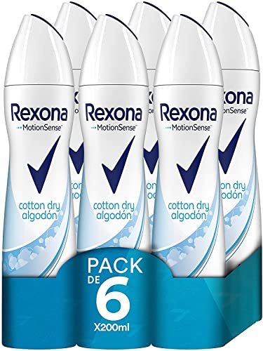Rexona  Desodorante Aerosol Antitranspirante para mujer Cotton Dry  200ml - Pack de 6