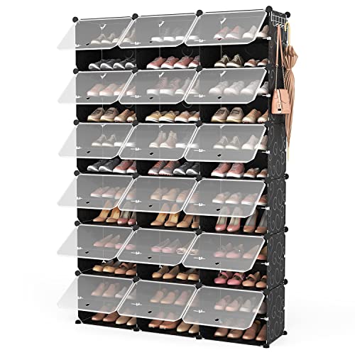 ROJASOP Organizador de zapatos portátil, 72 pares de zapateros cubiertos para armario, entrada, armario de almacenamiento de zapatos de 12 niveles, ahorro de espacio, garaje, zapatero cerrado con