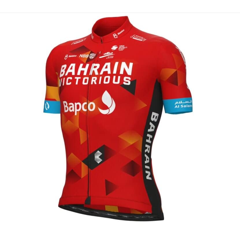 SGCIKER 2022 World Tour Team Bahrain Camiseta de Ciclismo para Hombres, de Manga Corta Transpirable para Bicicleta Camiseta, Camiseta de Ropa Ciclismo MTB (M)