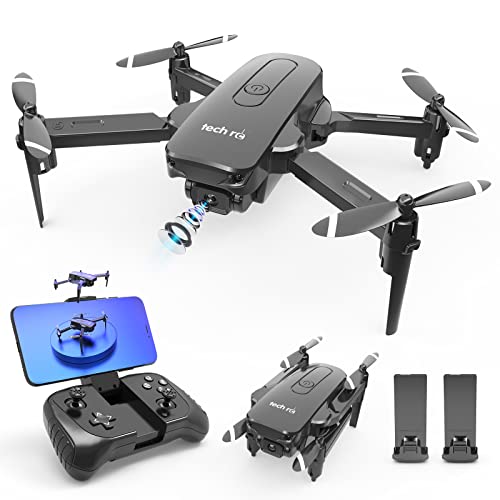 tech rc Mini Drones con Cámara 1080P, App WiFi FPV, Modo sin Cabeza, Despegue con Una Tecla y Aterrizaje por Gravedad RTF, Drone Plegable con Dos Baterías, Adecuado Para Principiantes y Niños
