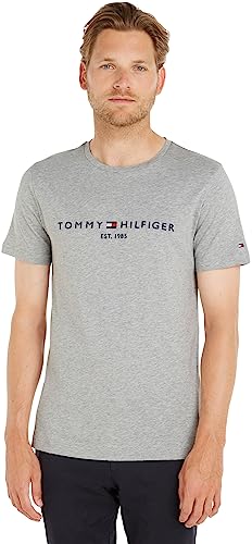 Tommy Hilfiger CORE TOMMY LOGO TEE, Camiseta para Hombre, Gris (Cloud Htr), XXL