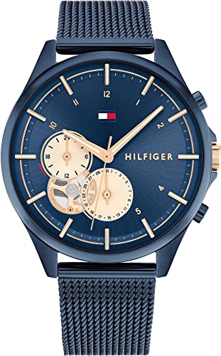 Tommy Hilfiger Reloj Analógico de Cuarzo multifunción para mujer con correa de malla de acero inoxidable Azul - 1782418