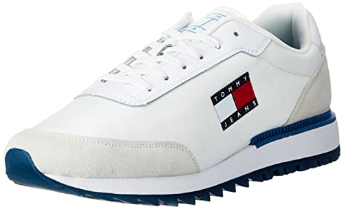 Tommy Jeans Hombre Sneaker Running Retro Evolve Zapatillas Deportivas, Blanco (White), 44 EU