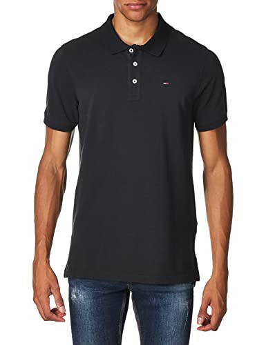 Tommy Jeans Organic Cotton Fine Pique Slim Polo Camiseta, Tommy Black, XL para Hombre