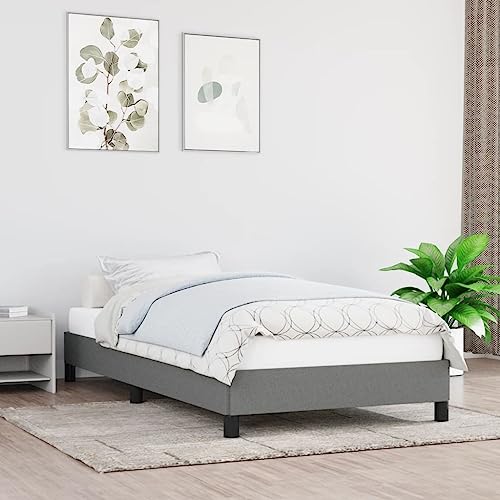 WOODEY Home Furniture - Marco de cama (90 x 190 cm, tela individual), color gris oscuro