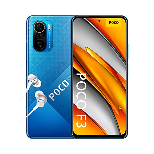Xiaomi - POCO F3 5G - Smartphone 8+256GB, 6,67” 120 Hz AMOLED DotDisplay, Snapdragon 870, cámara triple de 48MP, 4520 mAh, Azul Océano Profundo (versión ES/PT), incluye auriculares Mi
