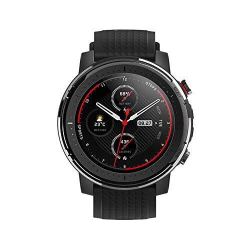 Amazfit Stratos 3 - Smartwatch Fitness, 19 Modos Deportivos, 3 Modos GPS, 70 días Batería (Ahorro), Sensor BioTracker, GPS Globass Beidou & Galileo, Versión extranjera, No tiene idioma español