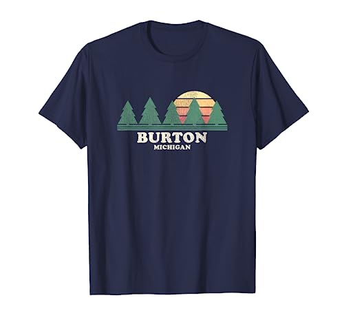 Burton MI Vintage Throwback Tee Retro 70s Diseño Camiseta