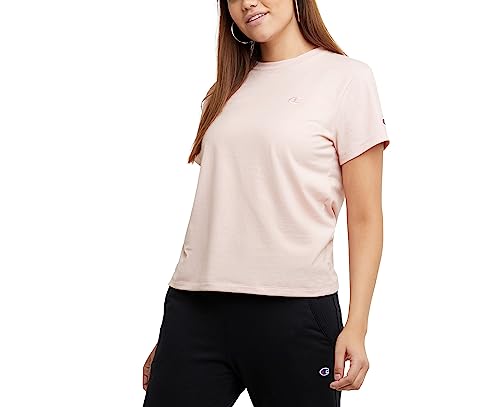 Champion Classic Jersey Short Sleeve Tee Camiseta Mujer, Logo C Rosa P lido Transparente, M