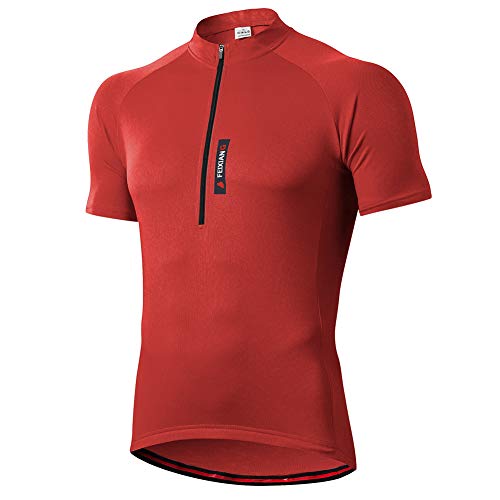 feiXIANG Maillot Ciclismo Hombre,Camiseta Manga Corta Bicicleta Verano de Ciclistas Cycling, Rojo, XL