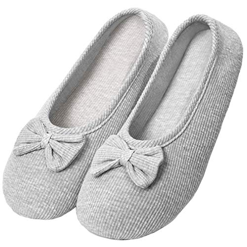 Solshine Zapatillas cerradas de algodón de las mujeres zapatillas bailarina T002, gris, 37/38 EU