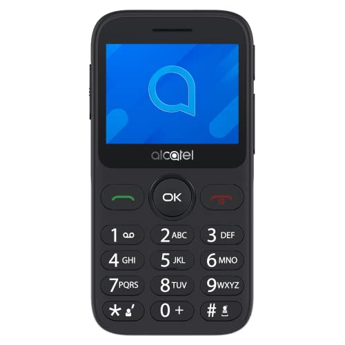 Alcatel 2020X Pantalla 2.4" Teléfono Móvil Fácil Uso, Teclas Grandes, para Personas Mayores. Base cargadora, Camara, Bluetooth, Linterna, Boton SOS, Grabadora, Plata [Versión ES/PT]