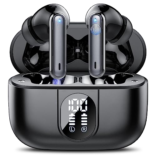 Csasan Auriculares Inalámbricos, Auriculares Bluetooth 5.3 HiFi Estéreo con 4 HD Micró, Pantalla LED Cascos Inalambricos Reproducción de 40H, Control Táctil, IPX7 Impermeable, Carga Rápida USB-C[2023]