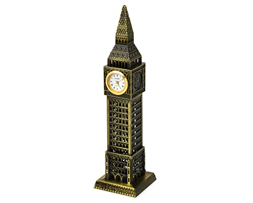 DSstyles Big Ben Tower Modelo Elizabeth Tower Metallic Statue Big Ben Figurita para Souvenirs - 23.5cm