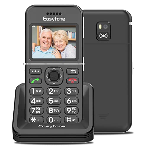 Easyfone T100 Teléfono Móvil para Personas Mayores 4G con Teclas Grandes, Fácil de Usar Móviles para Ancianos 4G con botón SOS, GPS y Base cargadora (4G)