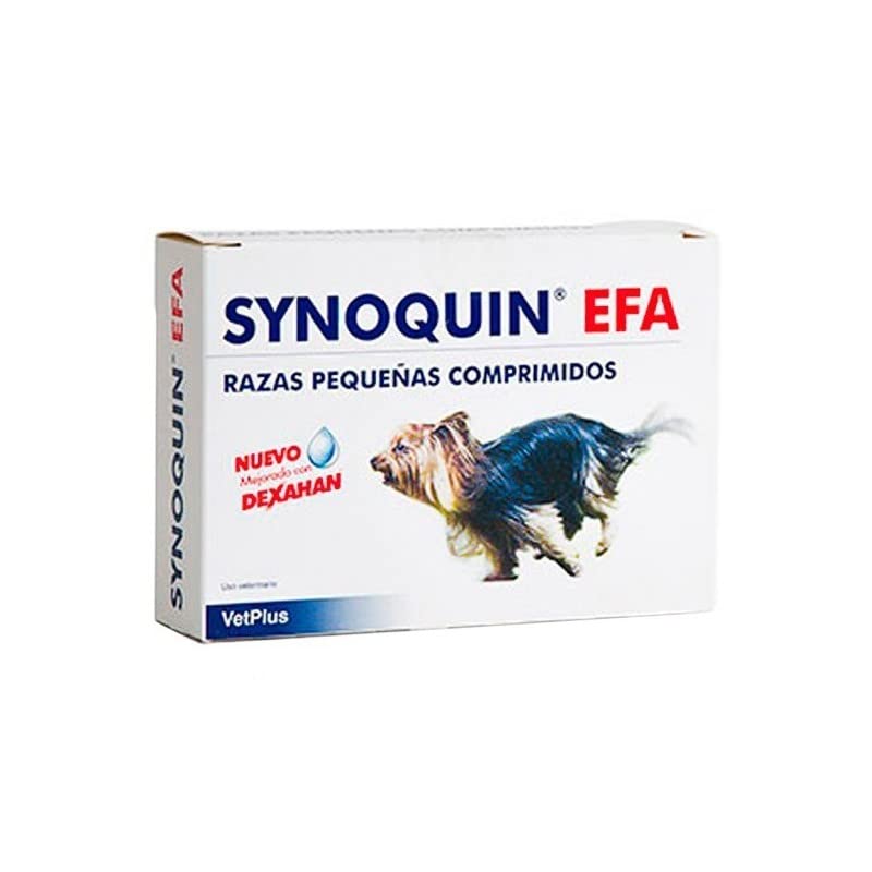 Envase VetPlus EFA Synoquin con 30 comprimidos de suplemento para perros pequeños, <10 kg