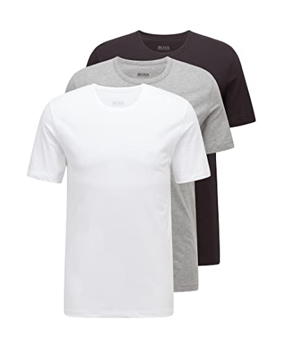 Hugo Boss 3-Pack Underwear T-Shirt Camiseta, Multicolor (Black/Grey/White), L (Pack de 3) para Hombre