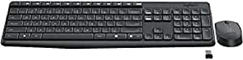Logitech MK235 RF inalámbrico Checa Negro - Teclado (RF inalámbrico, Universal, Checa, Inalámbrico, Universal, Estándar)