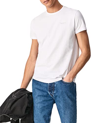 Pepe Jeans Original Basic 3 N Camisetas, Blanco (White), L para Hombre