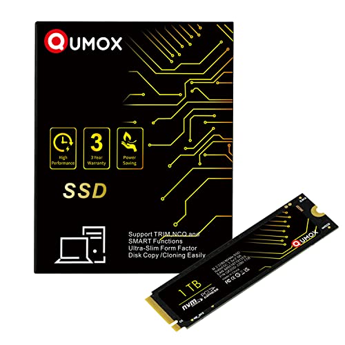 QUMOX 1TB Unidad Interna de Estado sólido PCIe NVMe M.2 SSD: Velocidad de Lectura ultrarrápida 2000MB/S, Velocidad de Escritura 1600MB/s