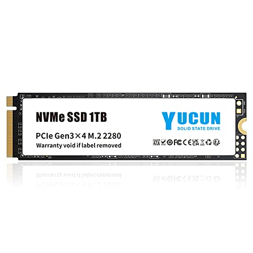 YUCUN NVMe 1TB SSD M.2 2280 PCIe GEN3.0x4 Internal SSD hasta 3500MB/s de Velocidad de Lectura Unidad de Estado sólido de Alto Rendimiento