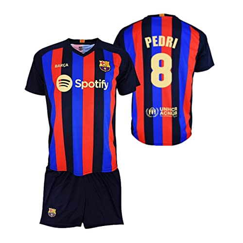Champion's City Conjunto Camiseta y pantalón - Pedri 8 - Réplica Oficial FC Barcelona - Primera equipación 2022/2023 - Júnior (12 Años)
