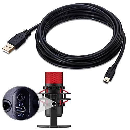 Cable de cable USB MiniB de 10 pies largo para micrófono HyperX Quadcast USB de condensador para juegos (Nota: no para QuadCast S, no compatible con todos los micrófonos HyperX, consulta las