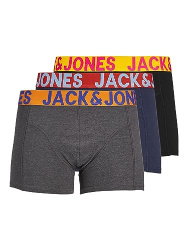 Jack & Jones Jaccrazy Solid Trunks 3 Pack Noos, Bóxer Hombre, Negro (navy Blazer Black), L Paquete De