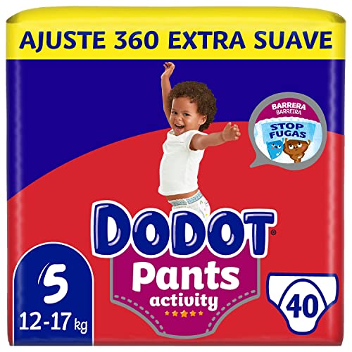 Dodot Activity - Pants Pañal-Braguita Talla 5, Fácil de Cambiar con Canales de Aire, 40 Pañales, 12 a 17 kg, 40, 40 unidad, 1