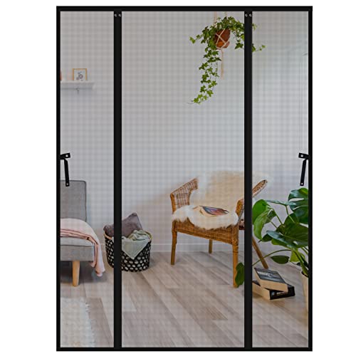 Lineware Mosquitera magnética para puerta, 190x210 cm, mosquitera para puerta de balcón sin agujeros, cortina protectora contra insectos, color negro