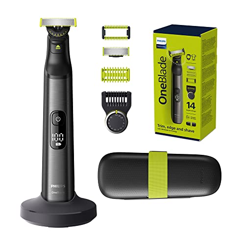 Philips OneBlade Pro 360 Face + Body: barbero eléctrico, afeitadora y maquinilla de afeitar, 14 longitudes, protector para la piel y peine-guía para el cuerpo, Amarillo (modelo QP6651/30)